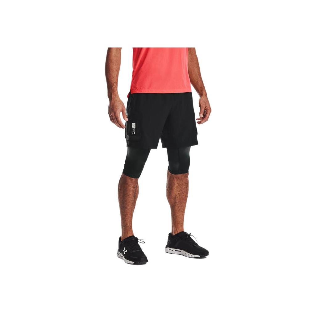 Under Armour Codzienne sportowe spodenki dwa w jednym do biegania slim fit męskie spodenki czarne 1361526-001