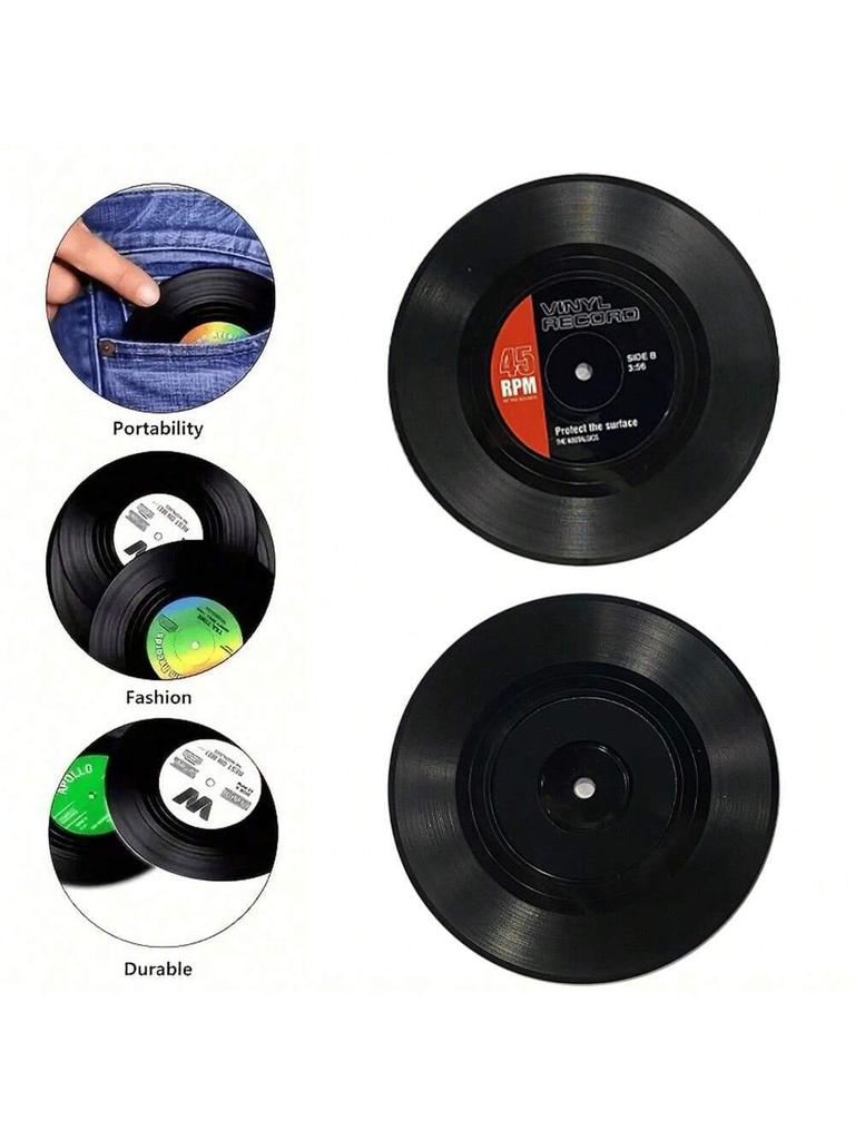 6 adet Retro Vinil Plak Bardak Altlığı Kaymaz Kahve Bardak Altlığı Isıya Dayanıklı Müzik İçecek Kupa Matı Masa Amerikan Servisi Dekor
