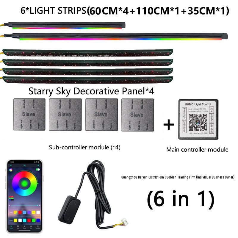 Universal Car LED Starry Sky Ambient Light - Music Rhythm, Dynamic Shadows, Interior Atmosphere Lamp