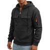 Men's Quarter-Zip Cargo Hoodie with Multi-Pockets Casual Sweatshirt for Everyday Wear