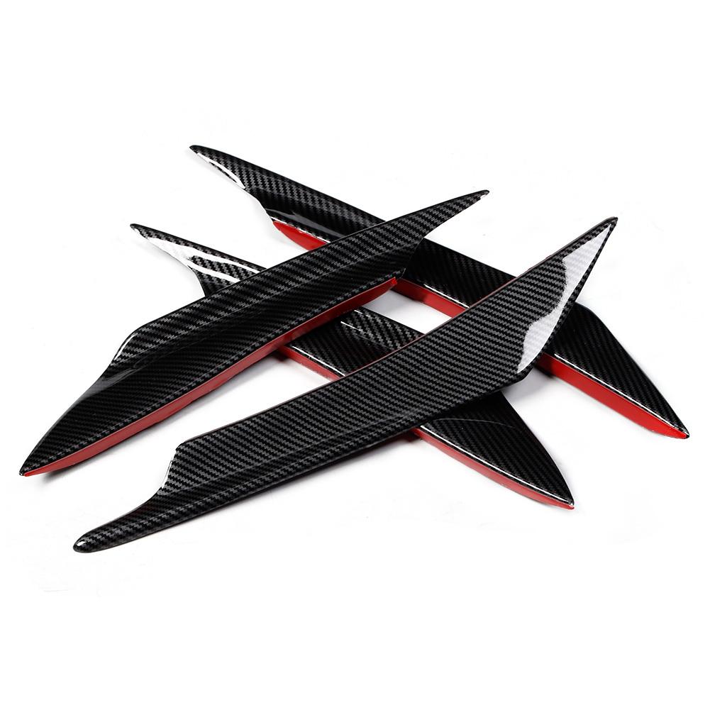 4PcsSet Universal Carbon Fiber Style Car Front Bumper Canards Splitter Fins Deflector