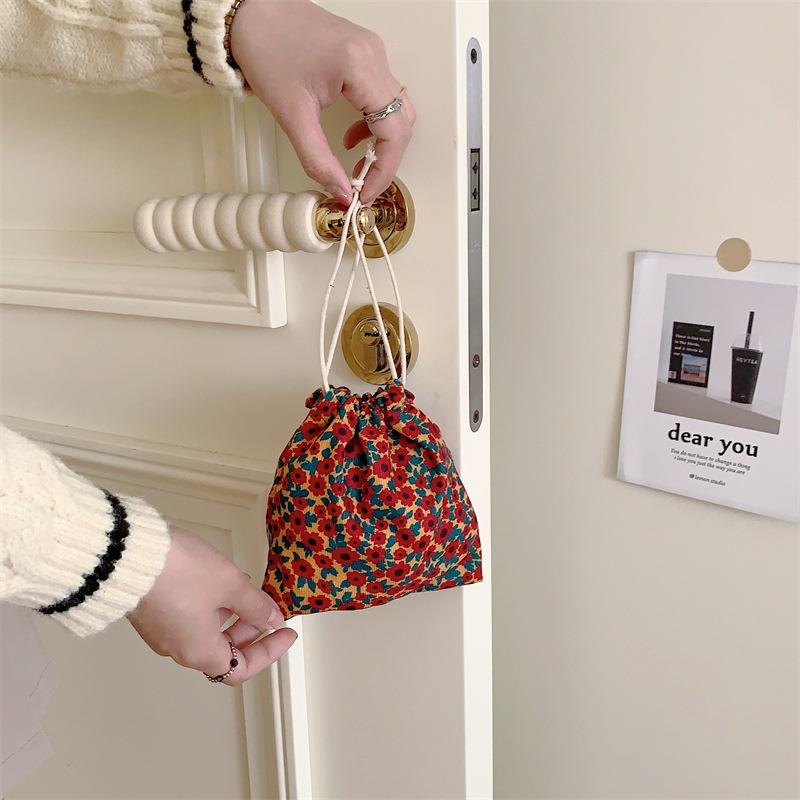 Cute Small Cloth Drawstring Gift Bag Woman Girl Purse Handbags Jewelry Lipstick Cosmetic Tote Rope Bags Storage Pouch String Bag