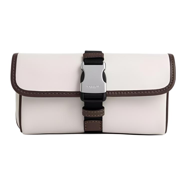 Coach Racer 18 Silver Metal Hardware Clasp Smooth Calfskin Clutch Small Women clutch Chalk CU238-SVX1R Basic Set BagDust Bag 14640₽