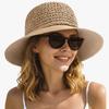 Dames stroohoed met brede rand: Opvouwbare Zonbescherming voor Strandvakantie