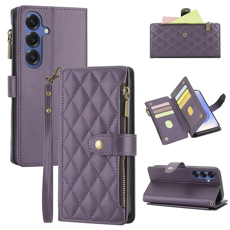Fashion Embroidered Zipper Phone Case Wallet Leather Case for Samsung Galaxy S25 Phone Case