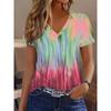 2025 New Summer Women's Black and White Plaid Print T-shirt V-neck Short Sleeve Casual Daily Basic Tops Women's Summer Pullover