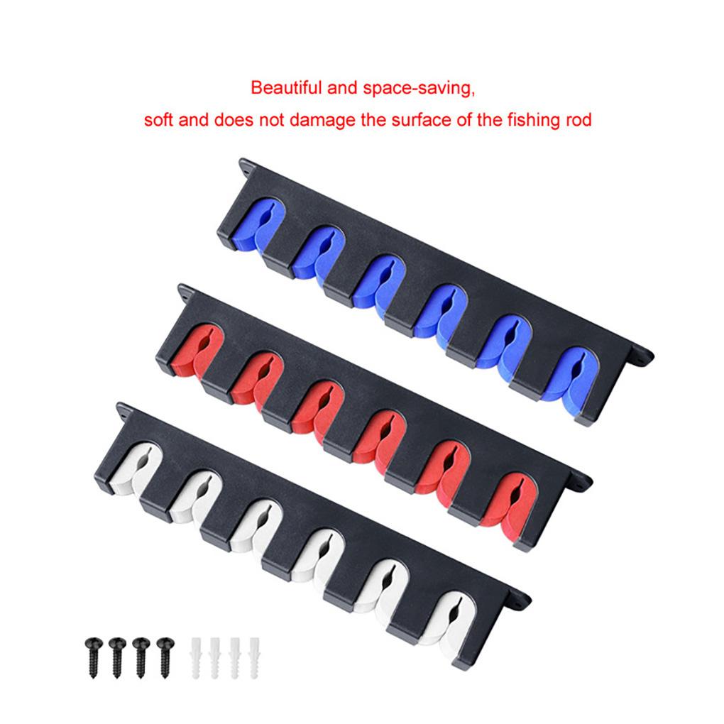 Fishing Pole Display Rack 6-Rods Bracket ABS Plastic Wear-resistant Stable Storage Organizer Garage Cabin Basement Tackle