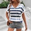 women fashion v neck short sleeve 3d stripe print t shirt summer comfortable sportwear tops