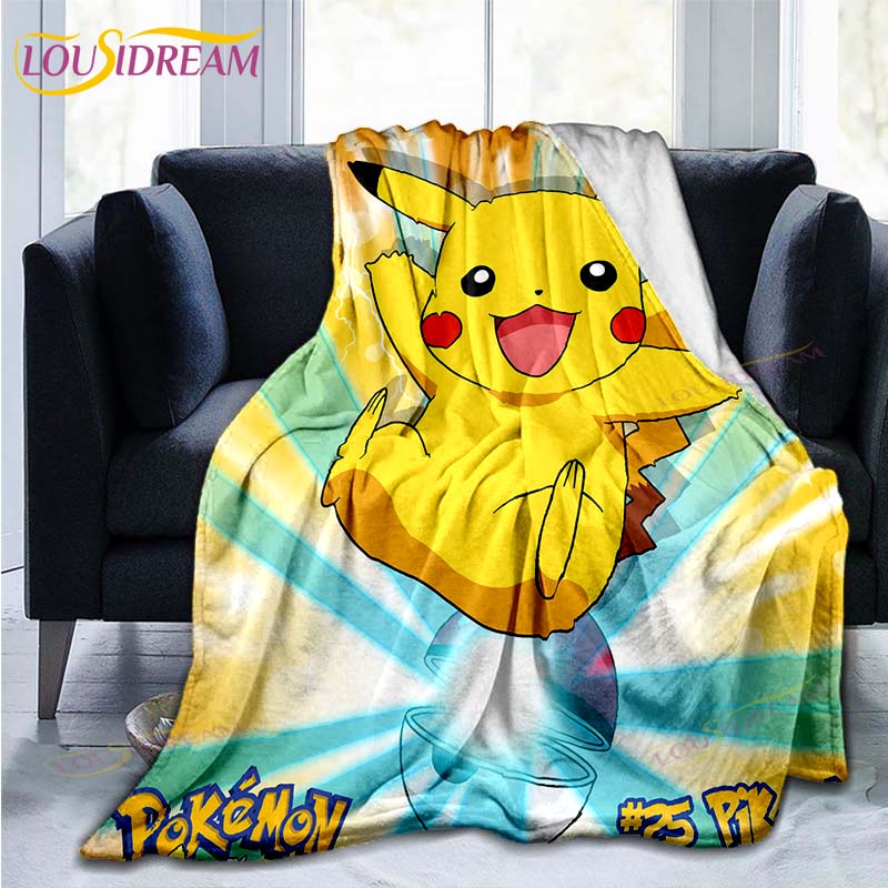 Manta decorativa con estampado de Pokémon, funda de edredón para sofá, ropa de cama de viaje, manta decorativa, manta de franela, colcha, mantas del Grinch