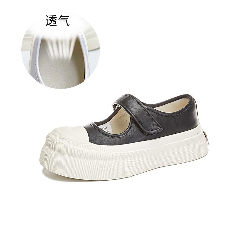 Leather Mary Jane shoes 2025 spring and summer new Velcro women's shoes big head fashion single shoes casual versatile shoes children