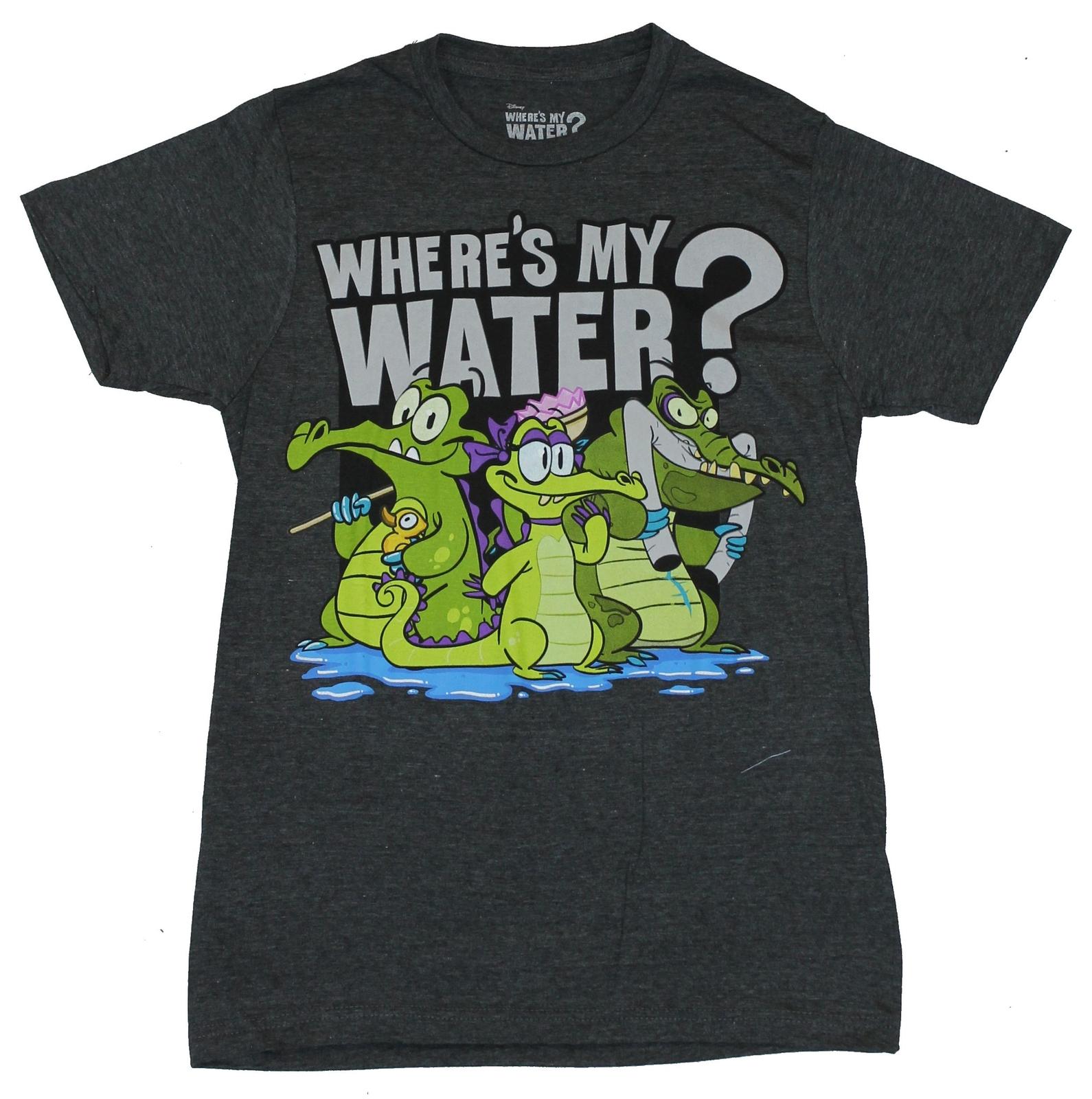 Where s My Water? Adult New T-Shirt- 3 Characters Under Logo Pic S