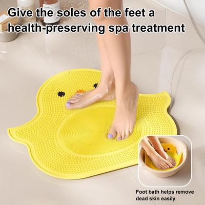 Foot Rub Mat Little Yellow Duck Design Silicone Foot Mat Anti-Slip Suction Cup Bottom Dead Skin Remover Bath Pad