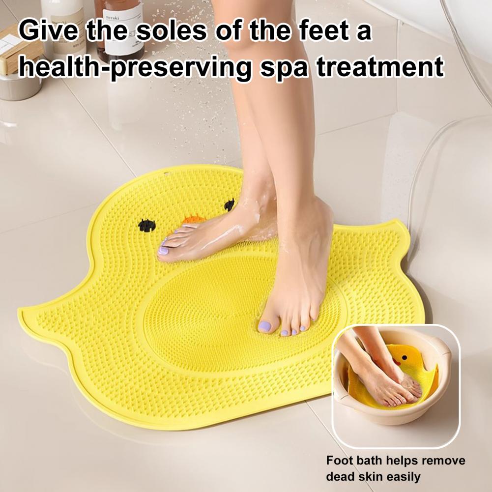 Foot Rub Mat Little Yellow Duck Design Silicone Foot Mat Anti-Slip Suction Cup Bottom Dead Skin Remover Bath Pad