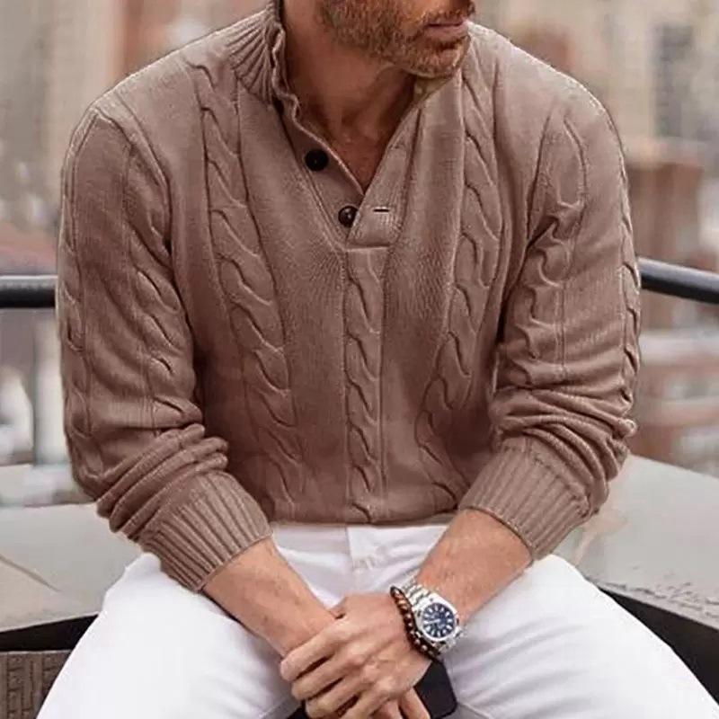 2025 Autumn/Winter New Arrival Men's Solid Color High Neck Long Sleeve Knitted Sweater