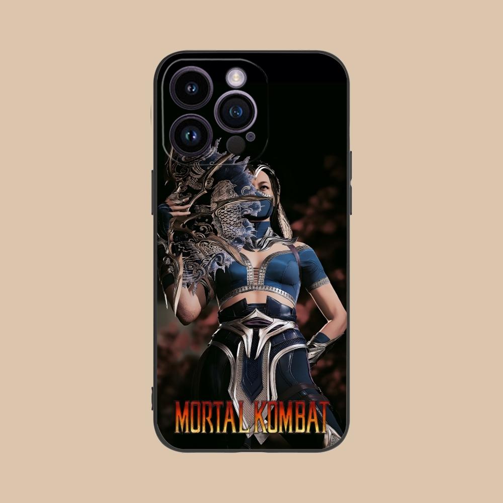 Mortal Kombat Kitana Mobilne Etui na Telefon Komórkowy dla iPhone 16 15 14 13 12 11 X XR XS 8 7 Pro Max Plus Mini Czarne Etui Ochronne na Telefon
