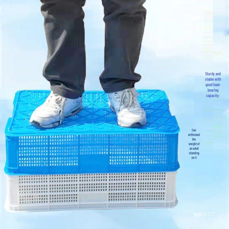 Rectangular Mesh Plastic Crate with Lid for Crawfish and Fresh Produce Transport