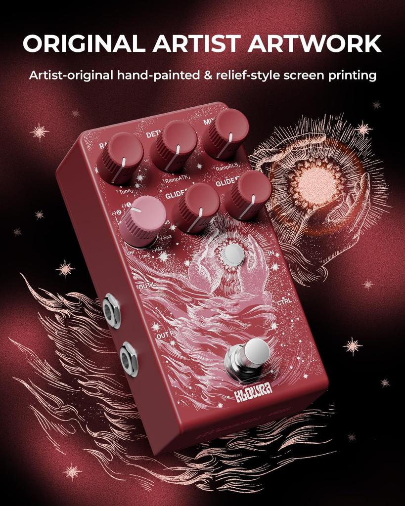 Klowra Vein Pitch Shifter Guitar Pedal for Electric Guitar with 17 Pitch Drop Microtone Analog True and CTRL Input Play Like a Full Bass Player Modes,