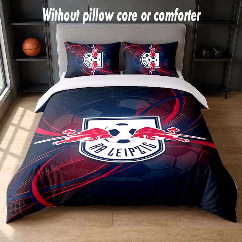 RB Leipzig Football Design Bed Bedding Set 1 Duvet Cover + 2 Pillowcases Soft Breathable Household Bed Linens