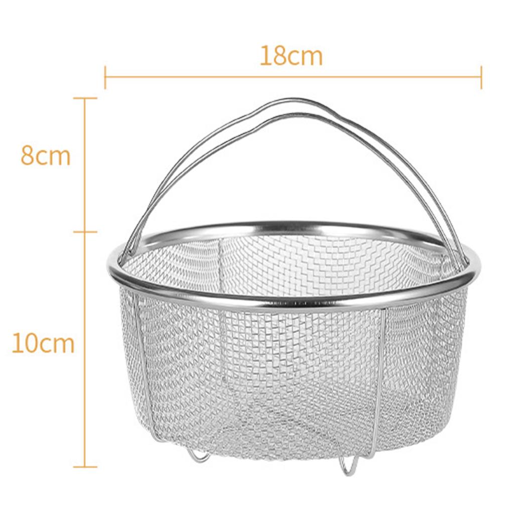 Mesh Steaming Basket Stainless Steel Comfortable Handles Heat Resistant Steaming Basket for Cooking Kitchen 18x18cm
