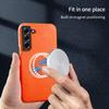 For Samsung Galaxy S21 FE 5G Litchi Texture Magnetic Case Genuine Cow Leather Coated PC Shockproof Phone Cover