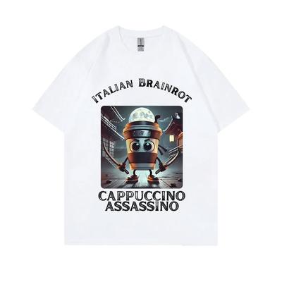 Italian Brainrot Cappuccino Assasino Funny Meme Tshirt Men Women Casual Joke Humor  T-shirt Unisex Vintage Oversized T Shirts