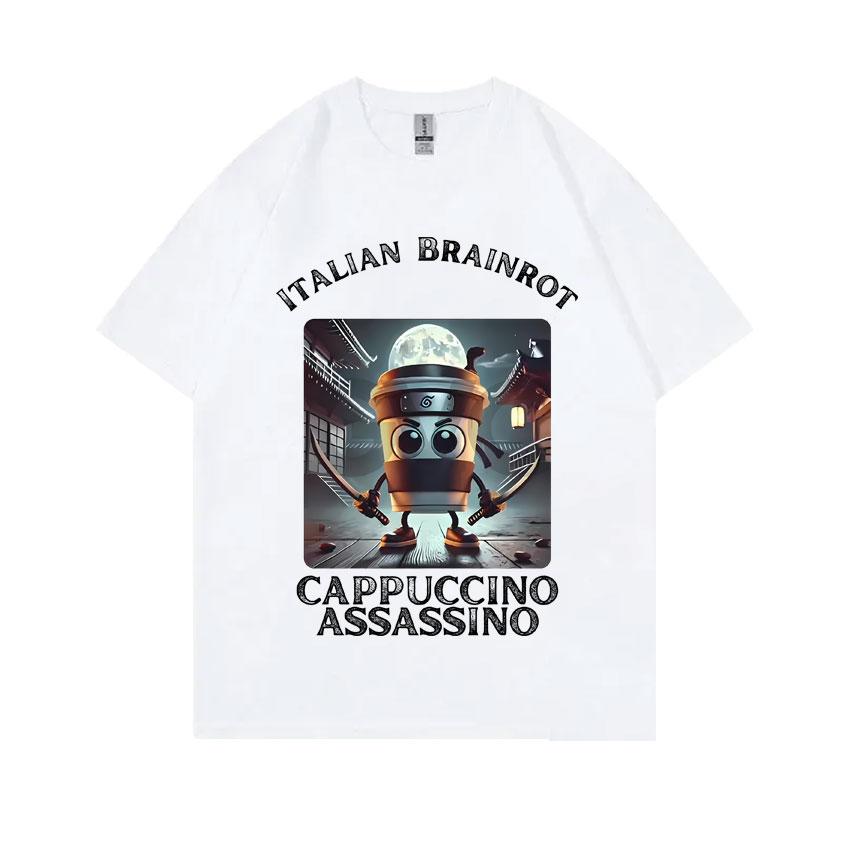 Italian Brainrot Cappuccino Assasino Funny Meme Tshirt Men Women Casual Joke Humor  T-shirt Unisex Vintage Oversized T Shirts