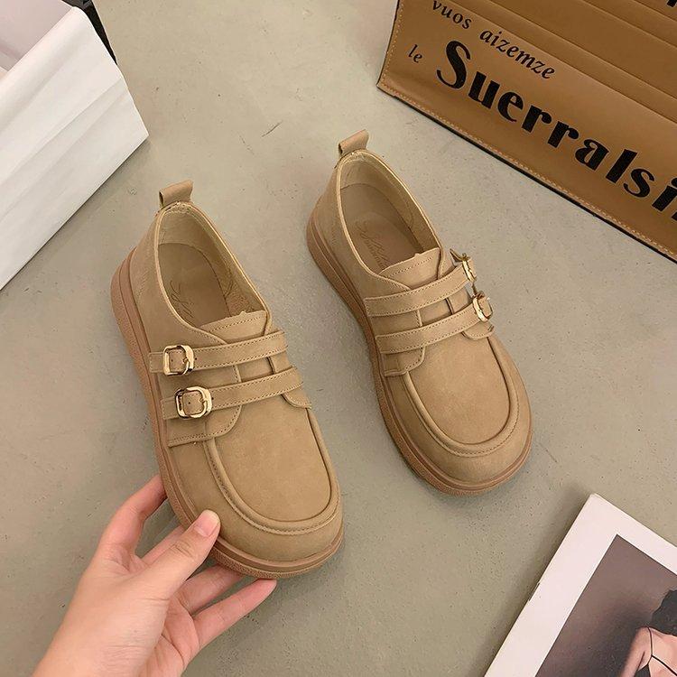 Genuine leather British small leather shoes platform women s one-pedal single shoes 2024 spring new versatile lightweight soft-soled loafers 35 4134₽