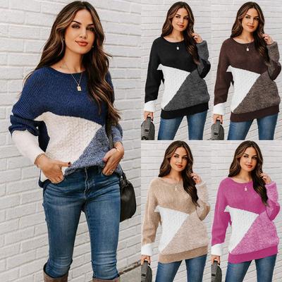 Winter New Personality Colorful Women's Knit Sweater Women Round Neck Large Yards Loose Sweater Women