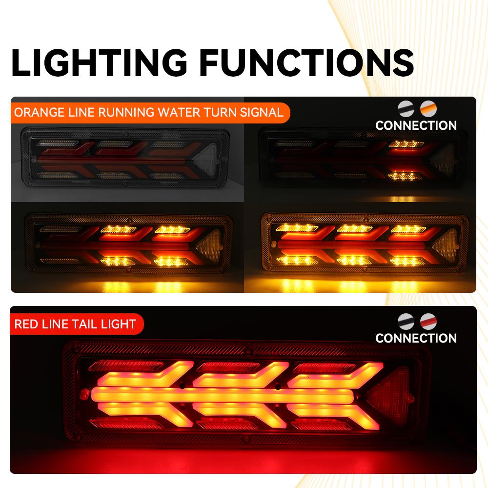 Reverse Signal Lamp LED Rear Brake Light Fishbone Shape Fit for 12V-24V Lorries, Trucks, Trailers ABS Car Truck Tail Light