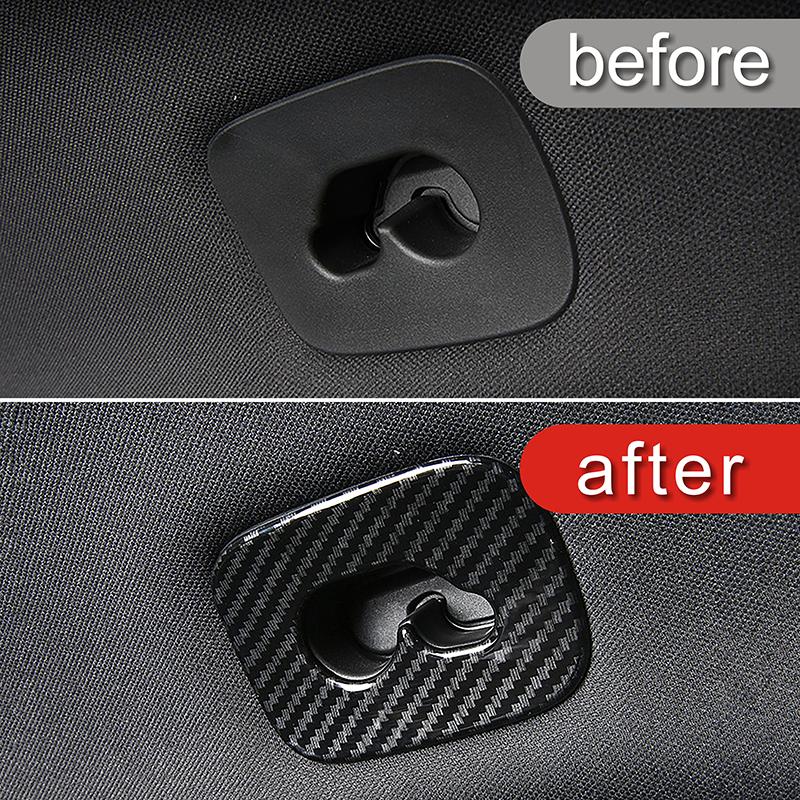 Carbon Fiber Pattern Car Stickers Rear Roof Hook Frame Decoration For Porsche Cayenne 2018- Cover Trim Interior Accessories