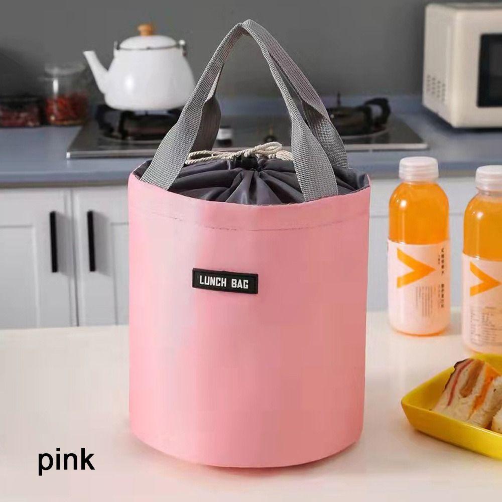 Portable Round Cooler Lunch Bag For Picnic Kids Student Women Travel Collapsible Thermal Insulated Waterproof Storage Bag