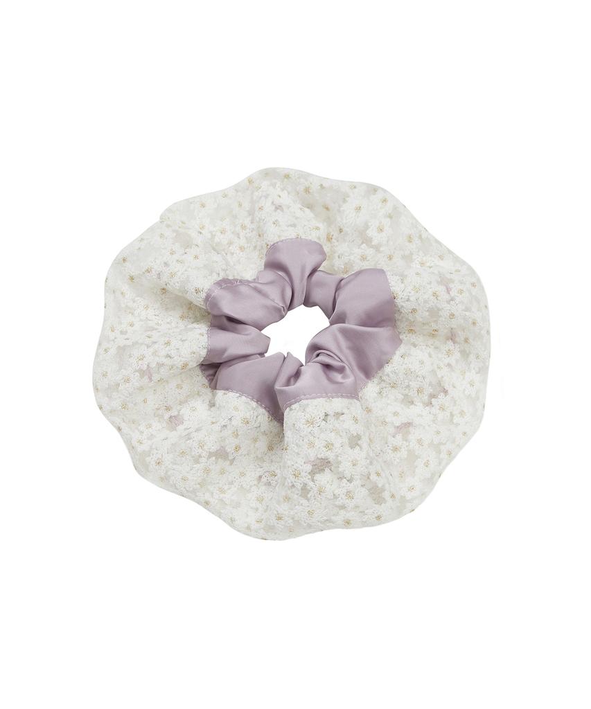 Youhee Flower Satin Scrunchie Lavender