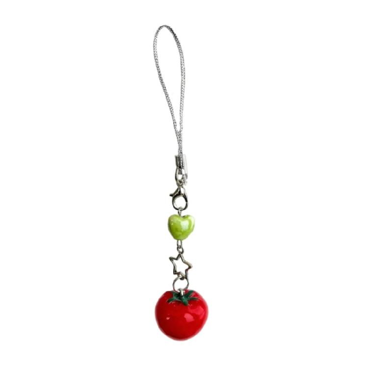 Novelty Tomato with Leaf Girl Keychain Charm Pendant Accessory for School Travel and Everyday Styles Daily Casual Use