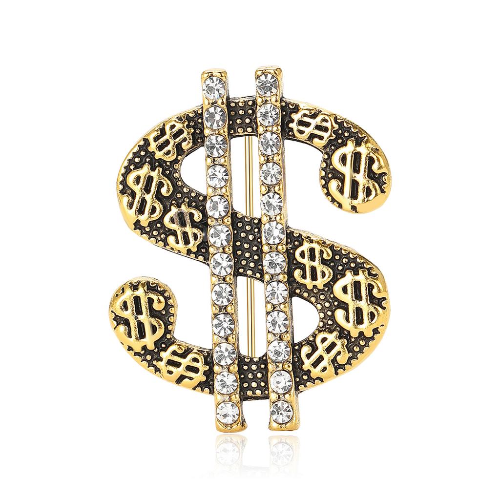 Hip Hop Creative Alloy Dollar Sign Brooch Personality Trend Men'S Suit Coat Corsage Accessories Pin