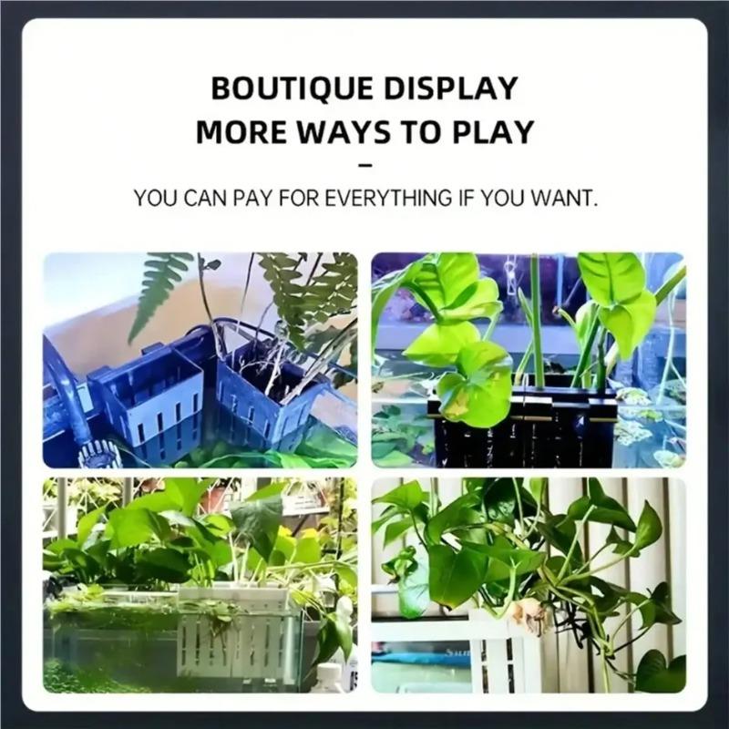 Aquarium Plant Holder Black Plastic Basket with Clip for Fish Tank Aquatic Plant Fixing Stable Installation