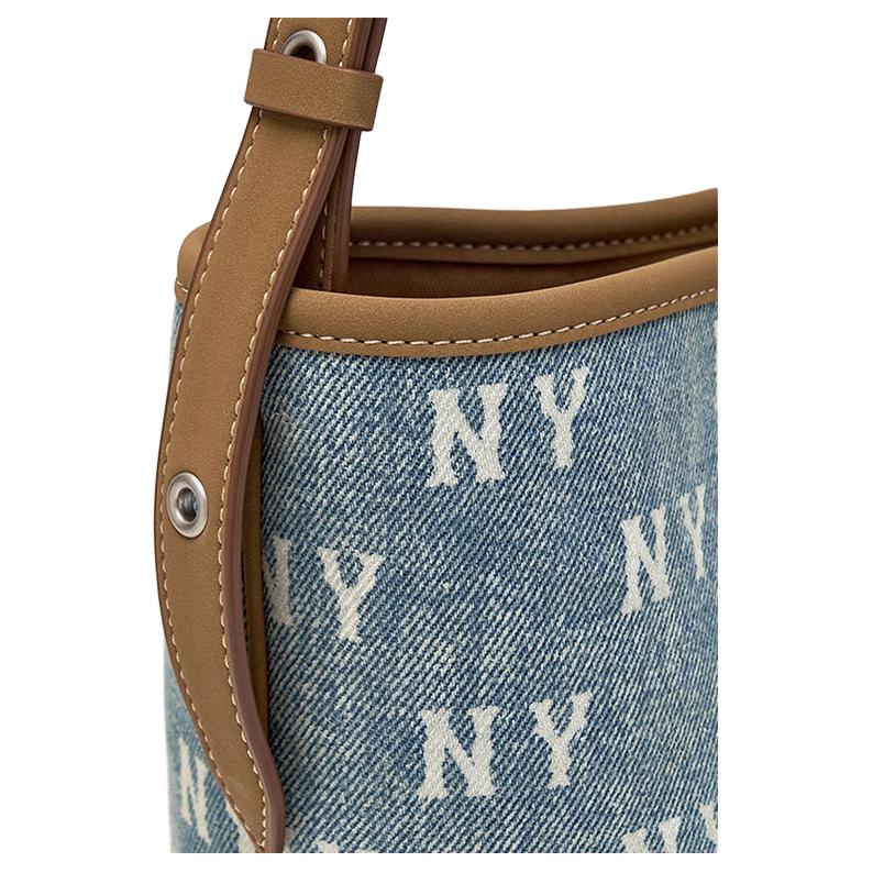 MLB 25FW New York Yankees Fashion Brand Print Adjustable Shoulder Strap Polyester Faux Leather Cotton Bucket Bag Unisex bags 3ABMMV65N-50BLL