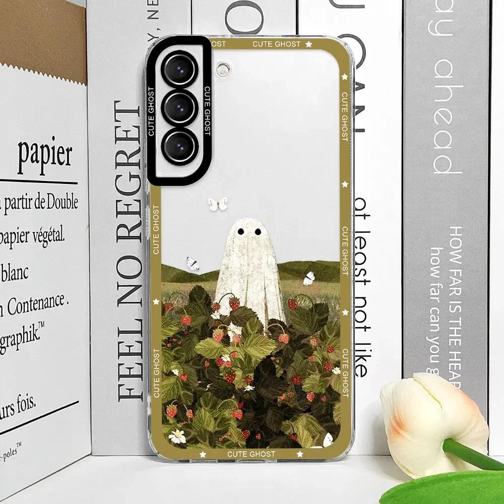

Cute Ghost Phone Case for Samsung A55 A54 A53 A51 A70 A32 A31 A22 A13 5G Transparent Soft Covers Funny Halloween Art Fundas Capa Samsung M11