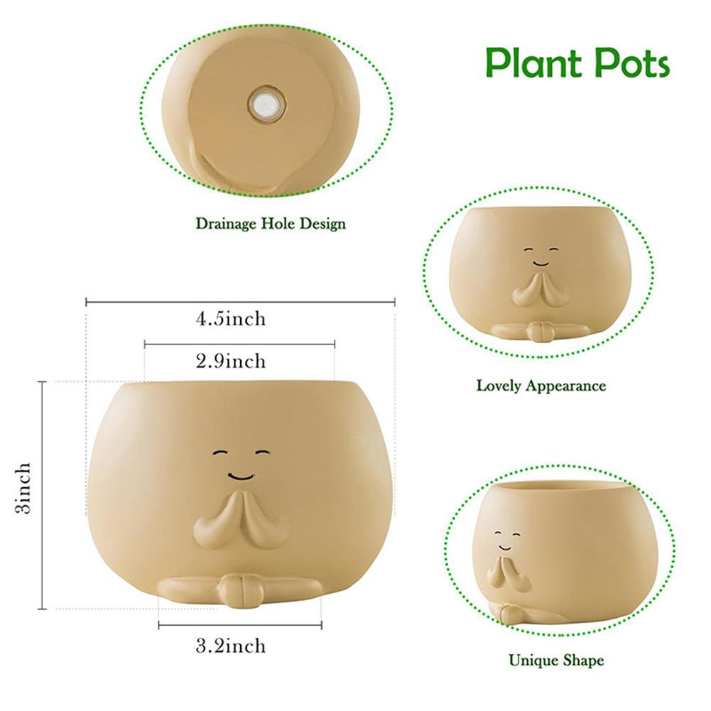 Cute Hanging Planter Pot Resin Hanging Swing Chair Planter Creative Smile Face Flower Container for Indoor Outdoor Plant Holder