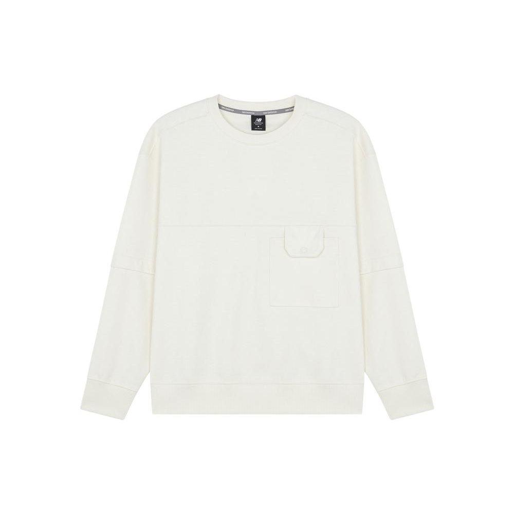 New Balance Sweatshirts Men's Ivory White Crew Neck Moderate Regular AMT21369-IV