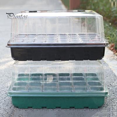 Scatola per vivaio di piante con cupola di umidità 24 celle o 48 celle Vassoio di avviamento per semi trasparente Scatola per germinazione di piante con prese d'aria regolabili per piantine