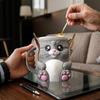Cat Ice Pint Cup Holder Reusable Cat Ice Cream Pint Holder 3D Printed Dessert Cup Sleeves With Spoon For Party Birthday
