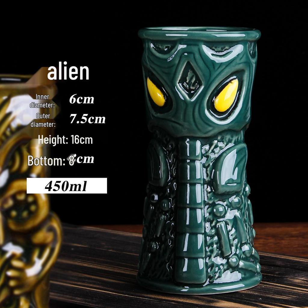 Hawaiian Tiki Zombie Skull Ceramic Cocktail Glass