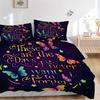 3-teiliges Buntes Schmetterlings-Ideen-Patchwork-Set Cartoon-Thema Bett-Patchwork-Set Süßes Charakter-Schlafzimmer-Dekoration Bett-Patchwork-Set Vier Jahreszeiten (1 Decke + 2 Kissen