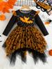 Girls Halloween Bat Costume Dress Cartoon Princess Witch Cosplay Long Sleeve Dress for Kids