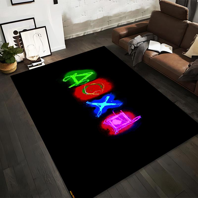 

Graphic Neon Box Pattern Black Background Area Rug Carpet Suitable for use as an anti-slip for living room bedroom sofas 40x60cm( 15x23in )