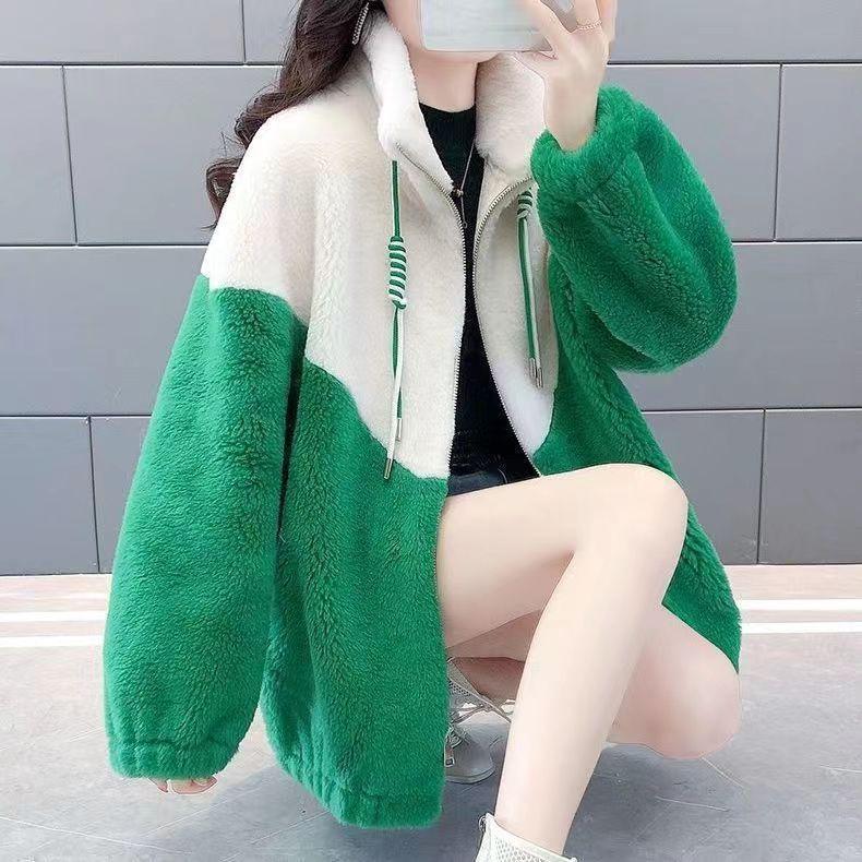 2024 Women's Autumn/Winter Korean Style Slimming Lambswool Coat