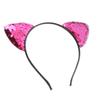 Reversible Sequin Cat Ears Headband Shiny Cat Ear Hair Hoops Women s Kitty Hair AccessoriesRose Red