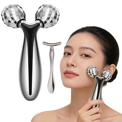Beauty Roller Beauty Massage Face Slimming Solar 3D Diamond Birthday Gift 2-Piece Assortment Y-Shaped Roller, Roller, Roller, Microcurrent,