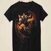 Gothic Demon Devil Bat Black T Shirt Vintage Washed Streetwear Graphic Breathable Versatile Unisex Comfortable