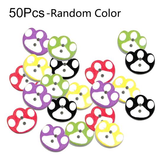 

50Pcs Paw Footprint Wooden Button Sewing Scrapbooking Cards Craft DIY Decoration